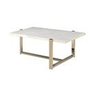 Small view of coffee table with pale marble-look top and cream frame