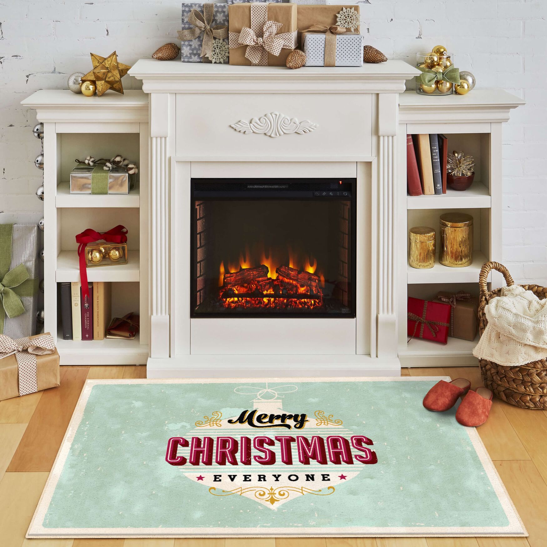 Everyone Christmas Light Blue Kitchen Rug, , alternate image number 5