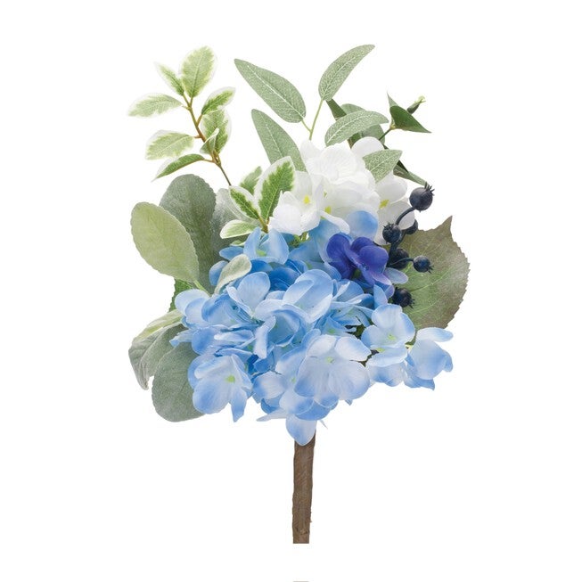 Mixed Floral Pick (Set of 2) 14.5 inchesH Polyester, BLUE/GREEN, hi-res image number 0