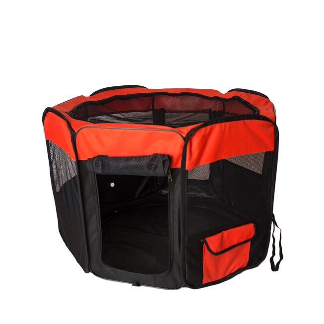 Portable Pet Dog Kitten Playpen In Black And Red Combo, , alternate image number 5