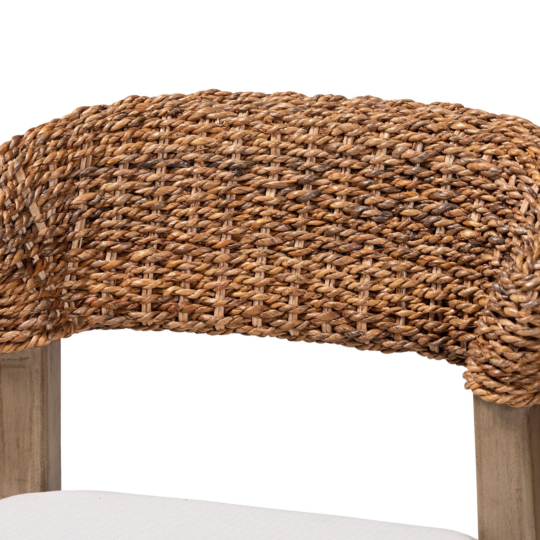 Chloe Modern Bohemian Walnut Brown Finished Mahogany Wood And Natural Rattan Dining Chair, , alternate image number 4