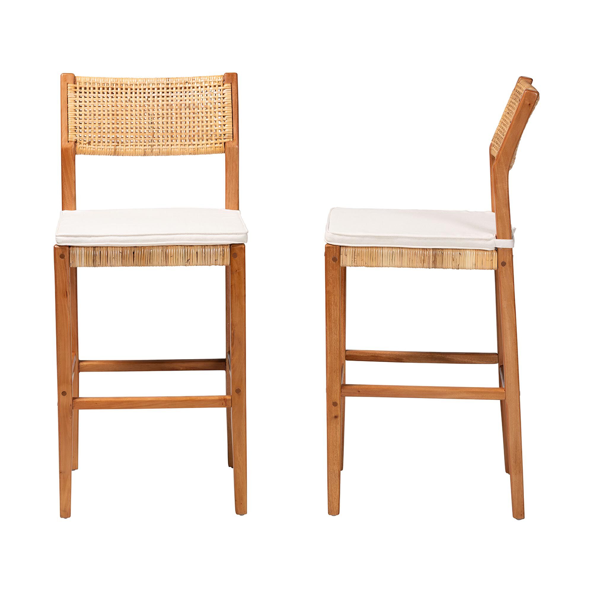 Side and front views of two bar stools