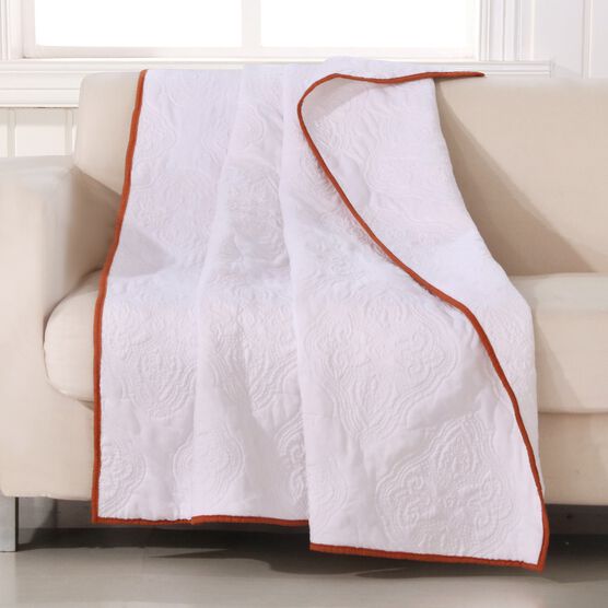 Cameo Quilted Throw Blanket, WHITE, hi-res image number null
