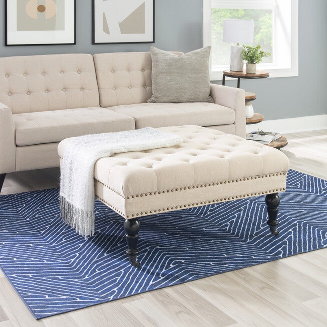 Isabelle Natural Square Tufted Ottoman, , alternate image number 3
