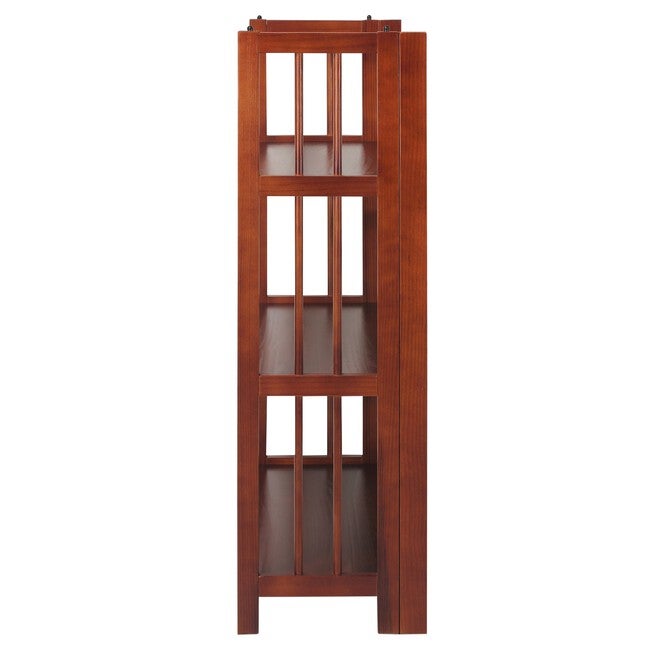 3-Shelf Folding Stackable Bookcase 27.5 inches Wide-Walnut, , on-hover image number 1