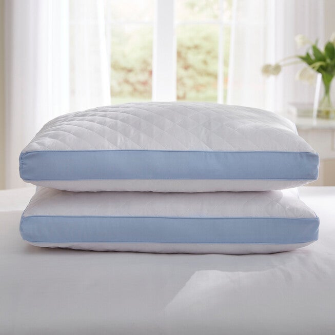 Side Sleeper Gusseted Density 2-Pack Pillows, WHITE LIGHT BLUE, hi-res image number null