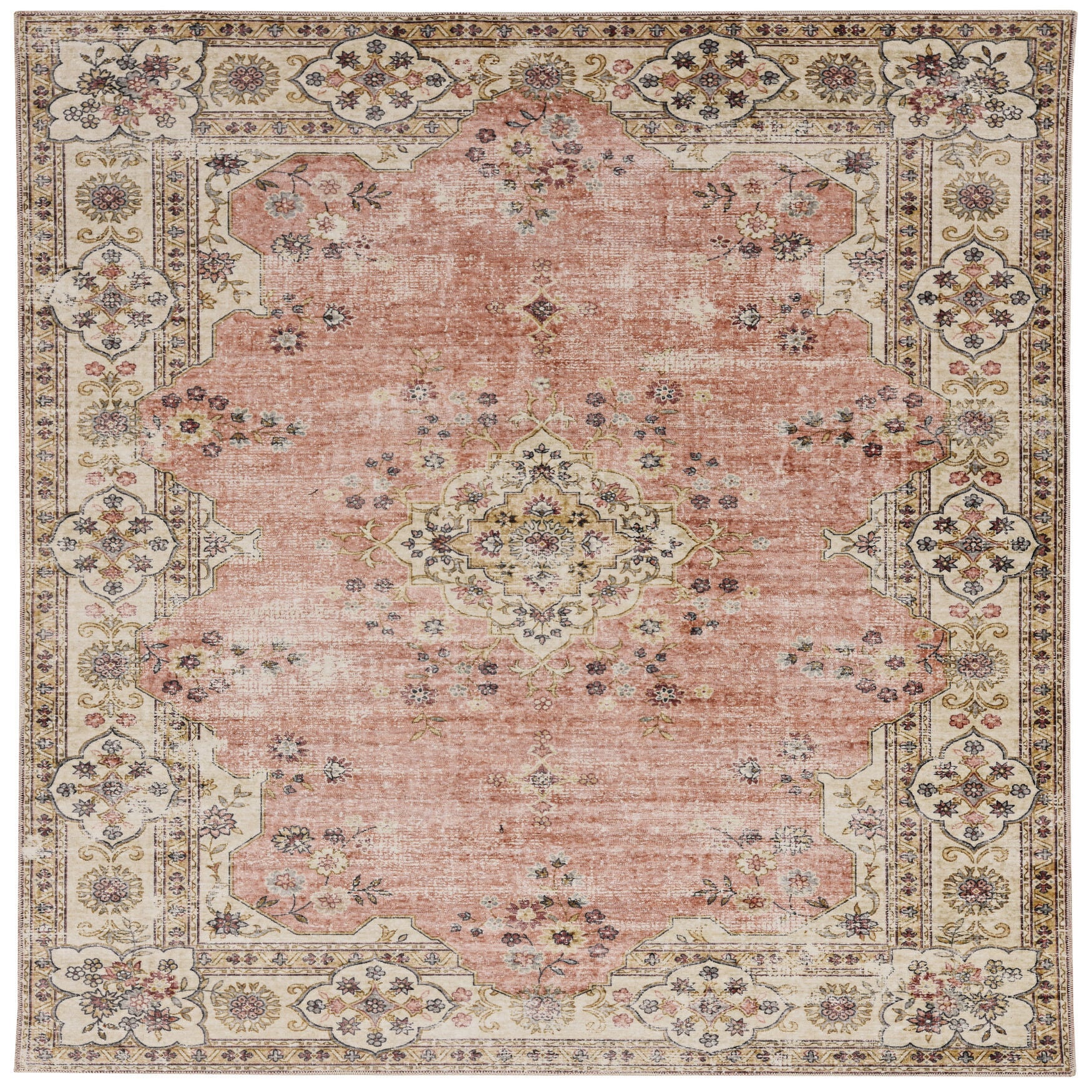 Washable Blanton Pink/Ivory Rug, PINK, hi-res image number 0