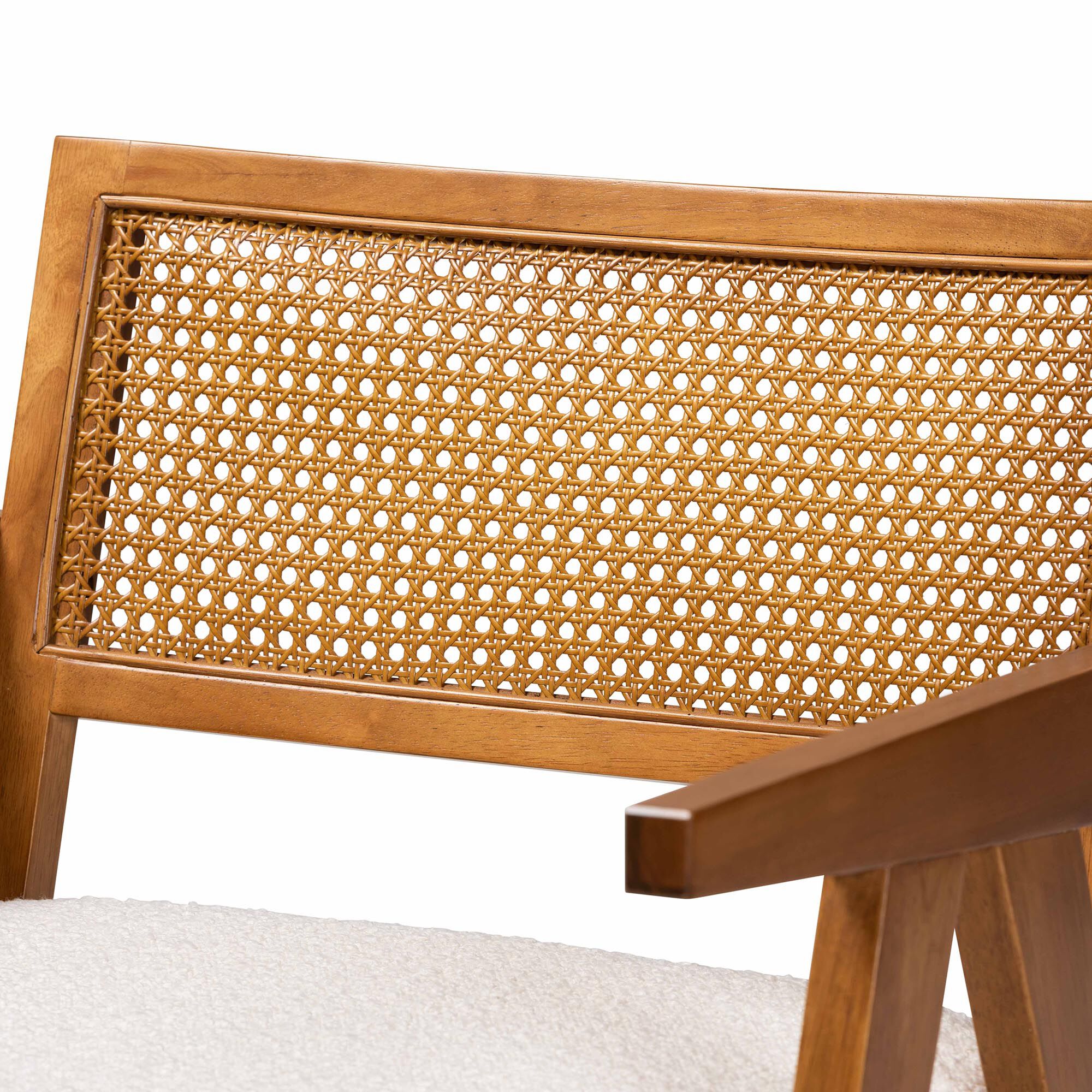 Close-up of wooden caned back detail
