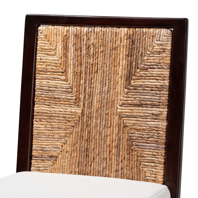 Joana Modern Bohemian Dark Brown Mahogany Wood And Natural Seagrass Dining Side Chair, , alternate image number null
