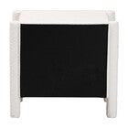 Nightstand with white teddy-bear fabric frame and black drawer interior