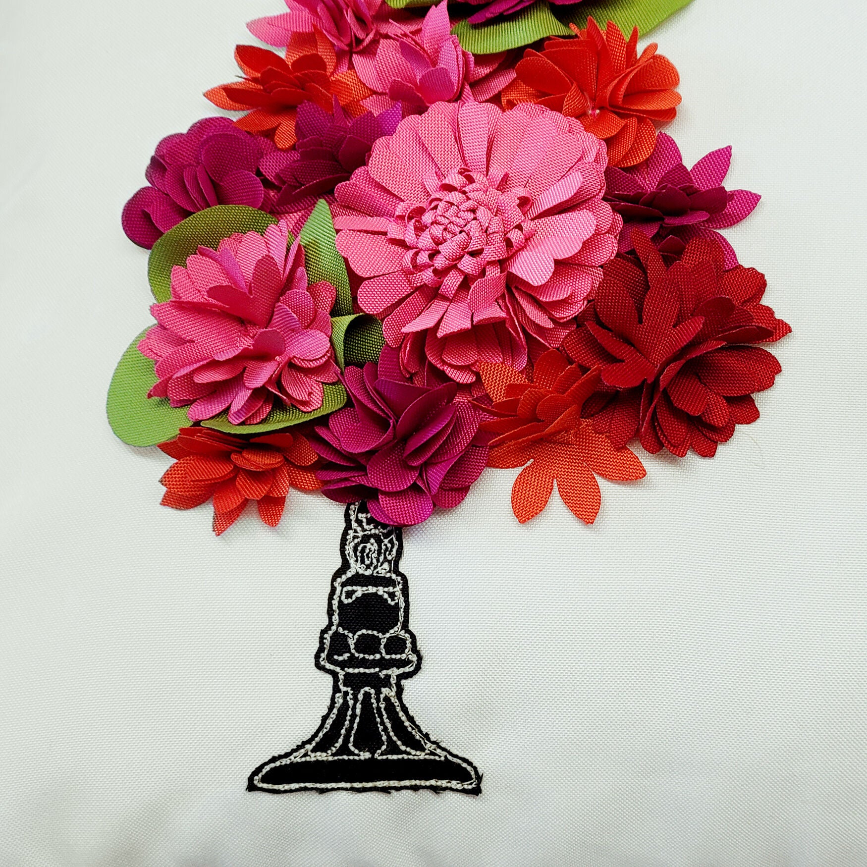 Indoor & Outdoor Dimensional Topiary With Embroidered Pots Pillow 13X25, Fuchsia Multi, , alternate image number 4