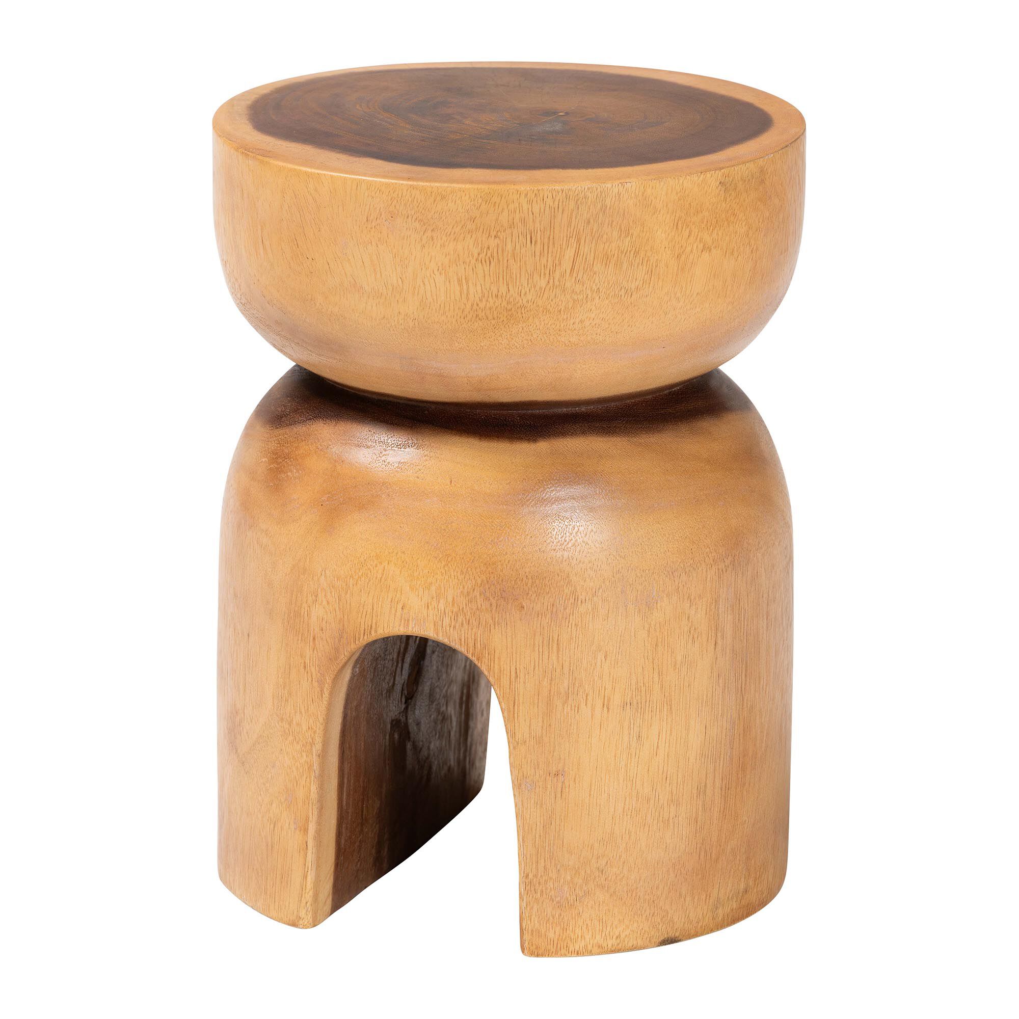 Abrina Solid Suar Wood Side Table, BROWN, alternate image number 1