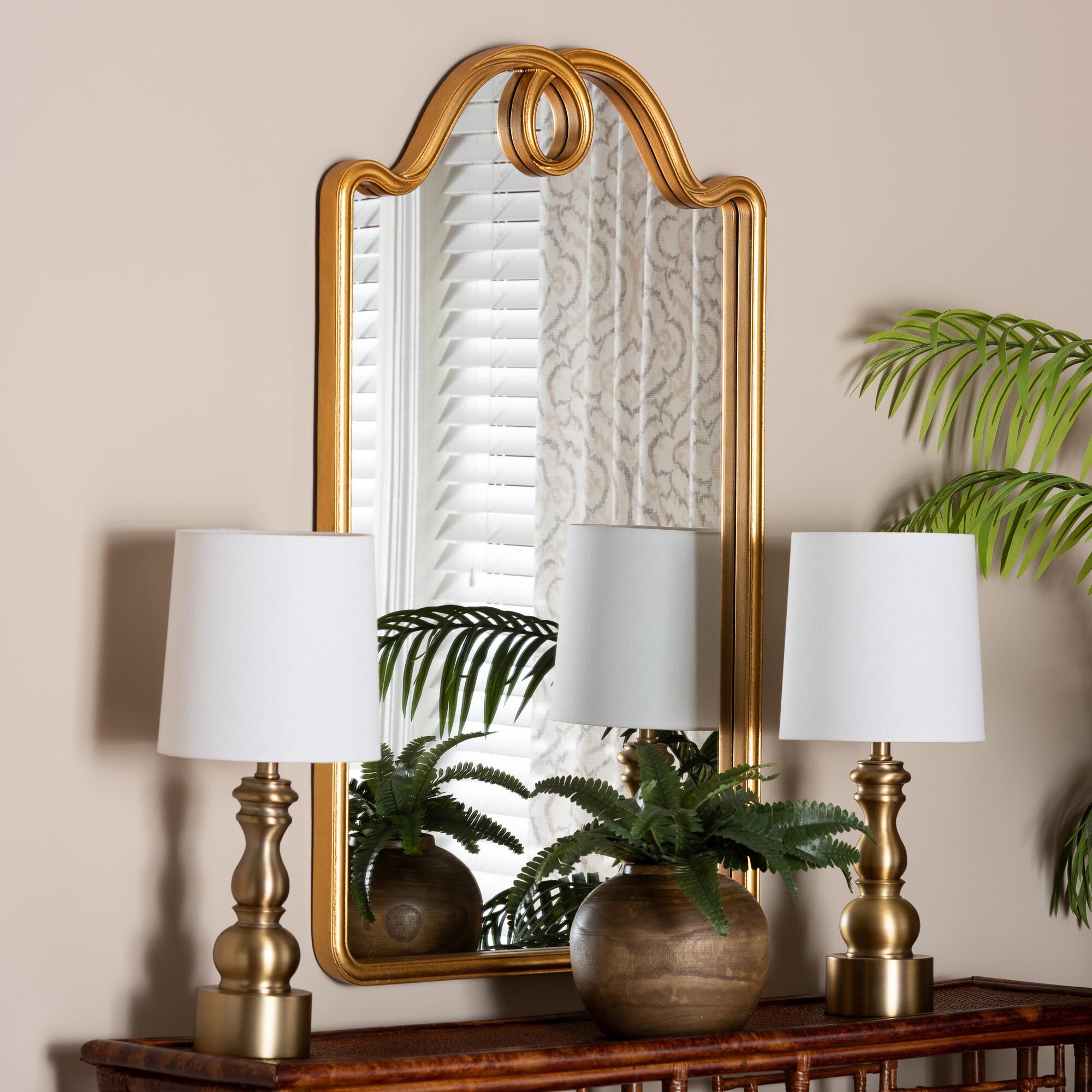 Elian Gold Wall Mirror, GOLD, alternate image number 3