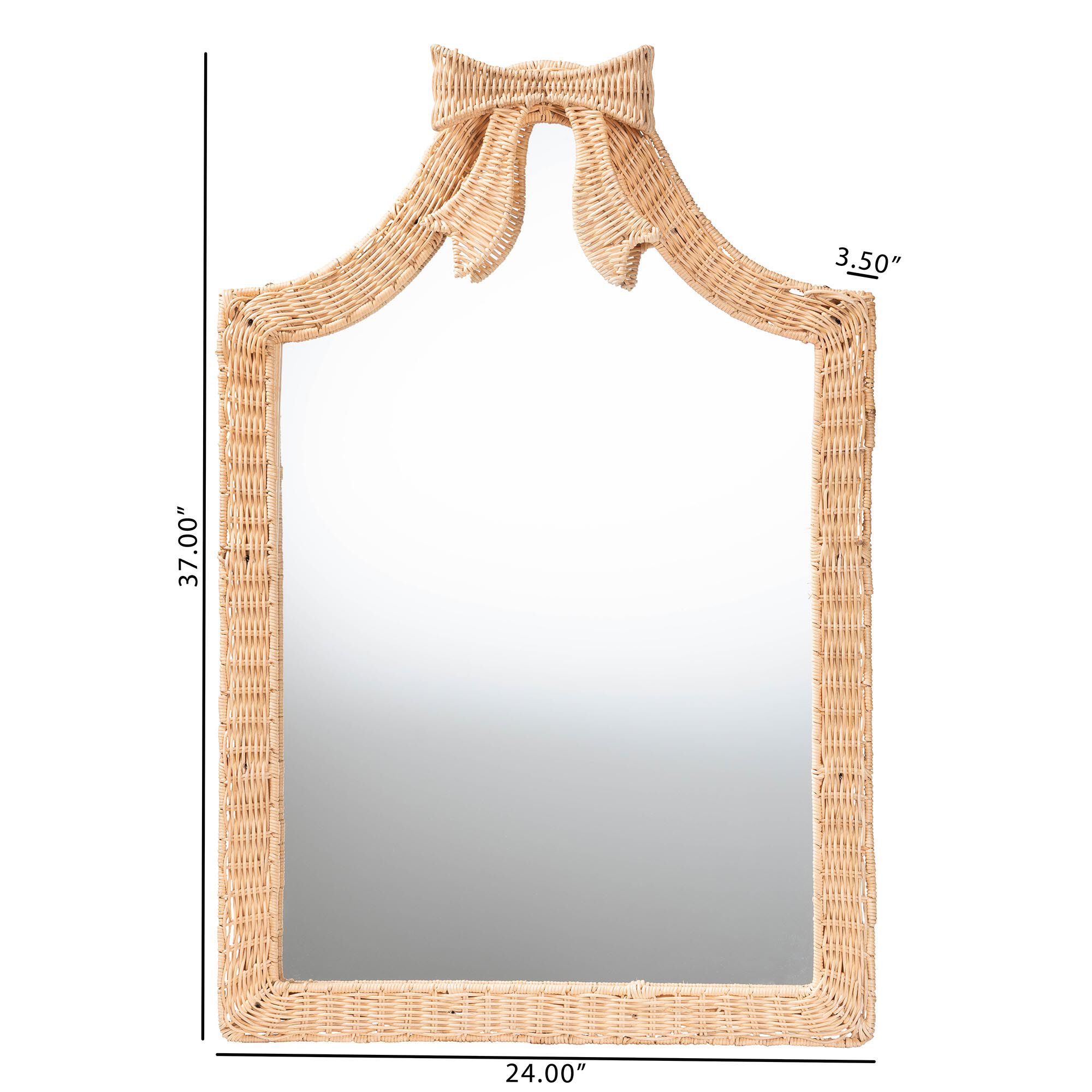 Creusa Natural Rattan Wall Mirror, HONEY, alternate image number 4