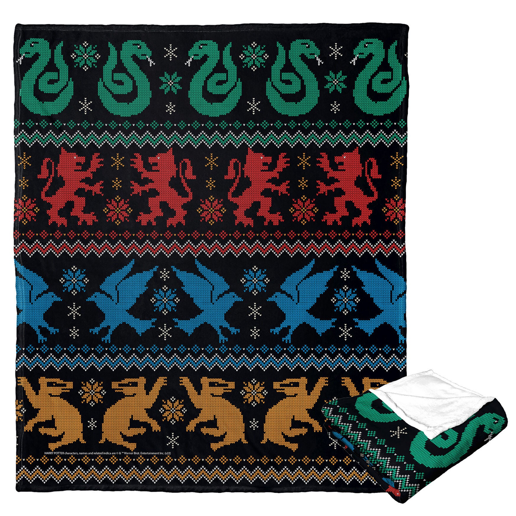 Wb Harry Potter Houses Sweater Silk Touch Throw, O, hi-res image number 0