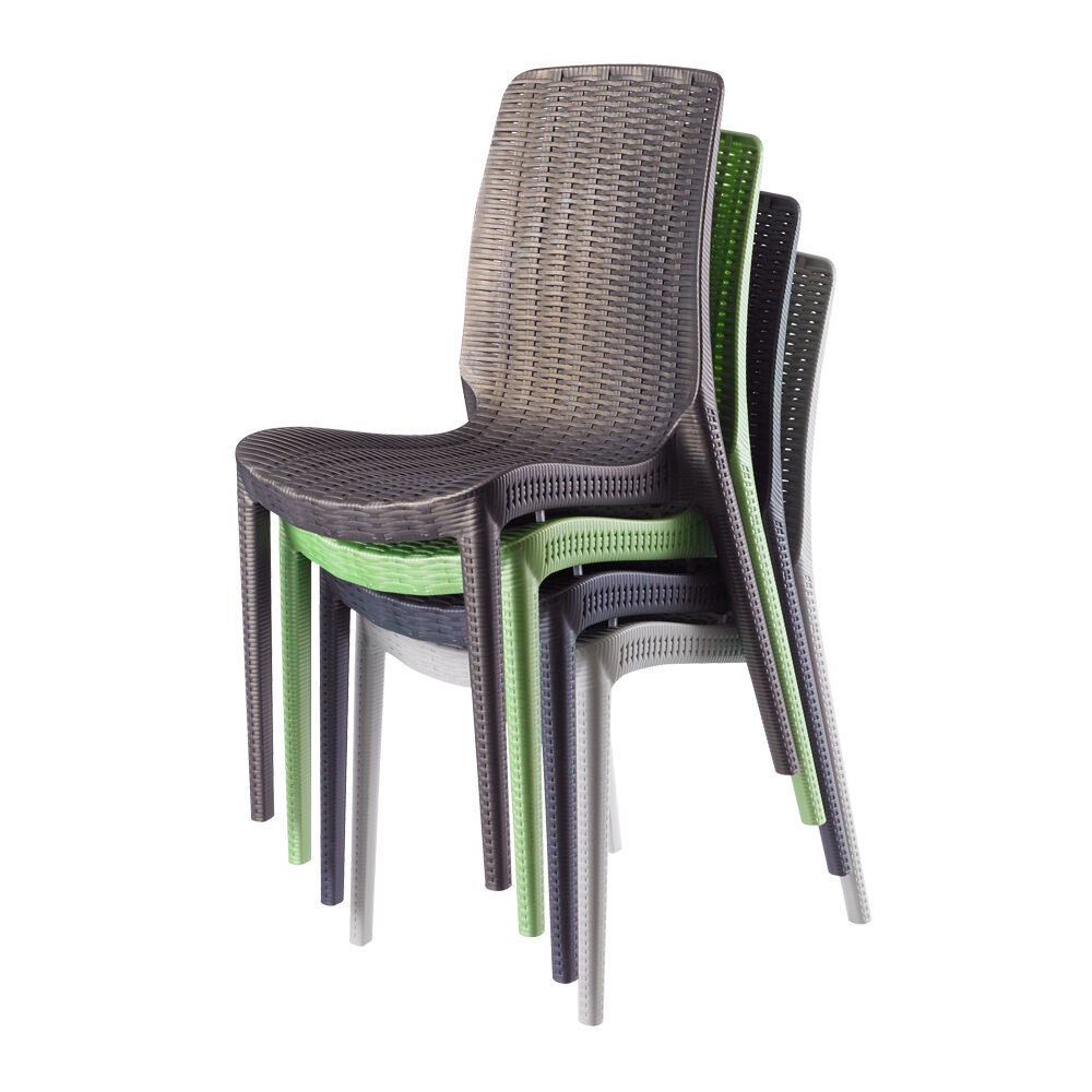 Set of 4 Rue Stackable Outdoor Dining Chairs, BLACK, alternate image number 5