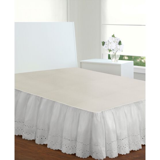 Fresh Ideas Ruffled Eyelet 18" Bed Skirt, Twin, WHITE, hi-res image number null