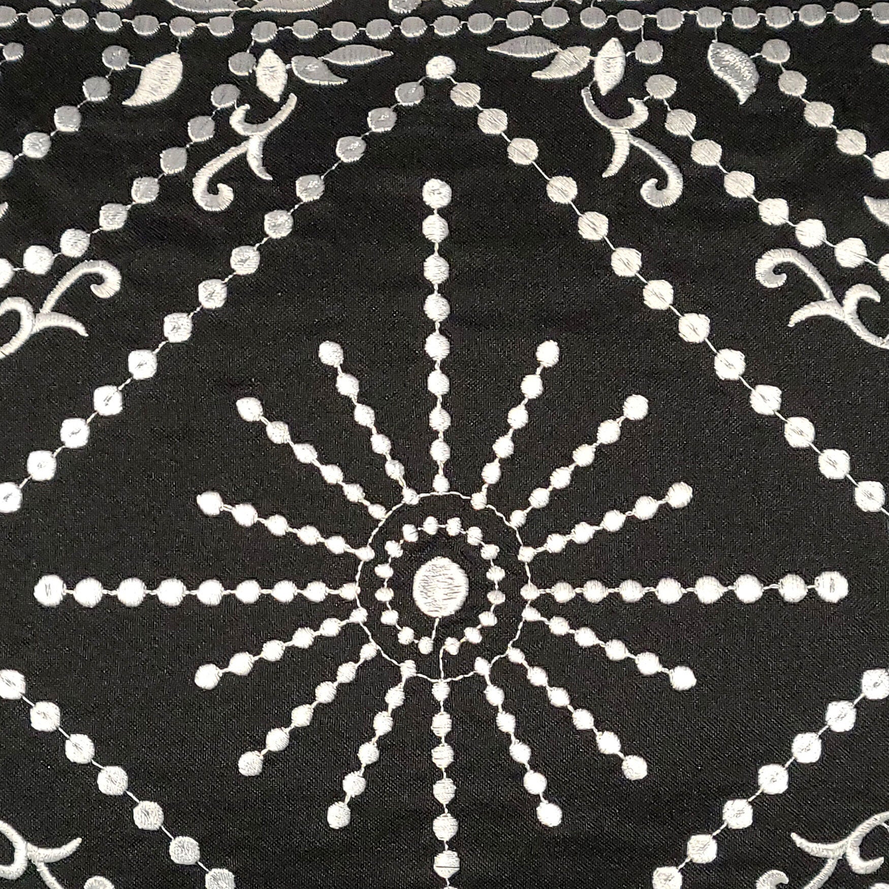 Indoor/Outdoor Embroidered Tile Oblong Decorative Throw Pillow 15X30, Black/White, , alternate image number 4