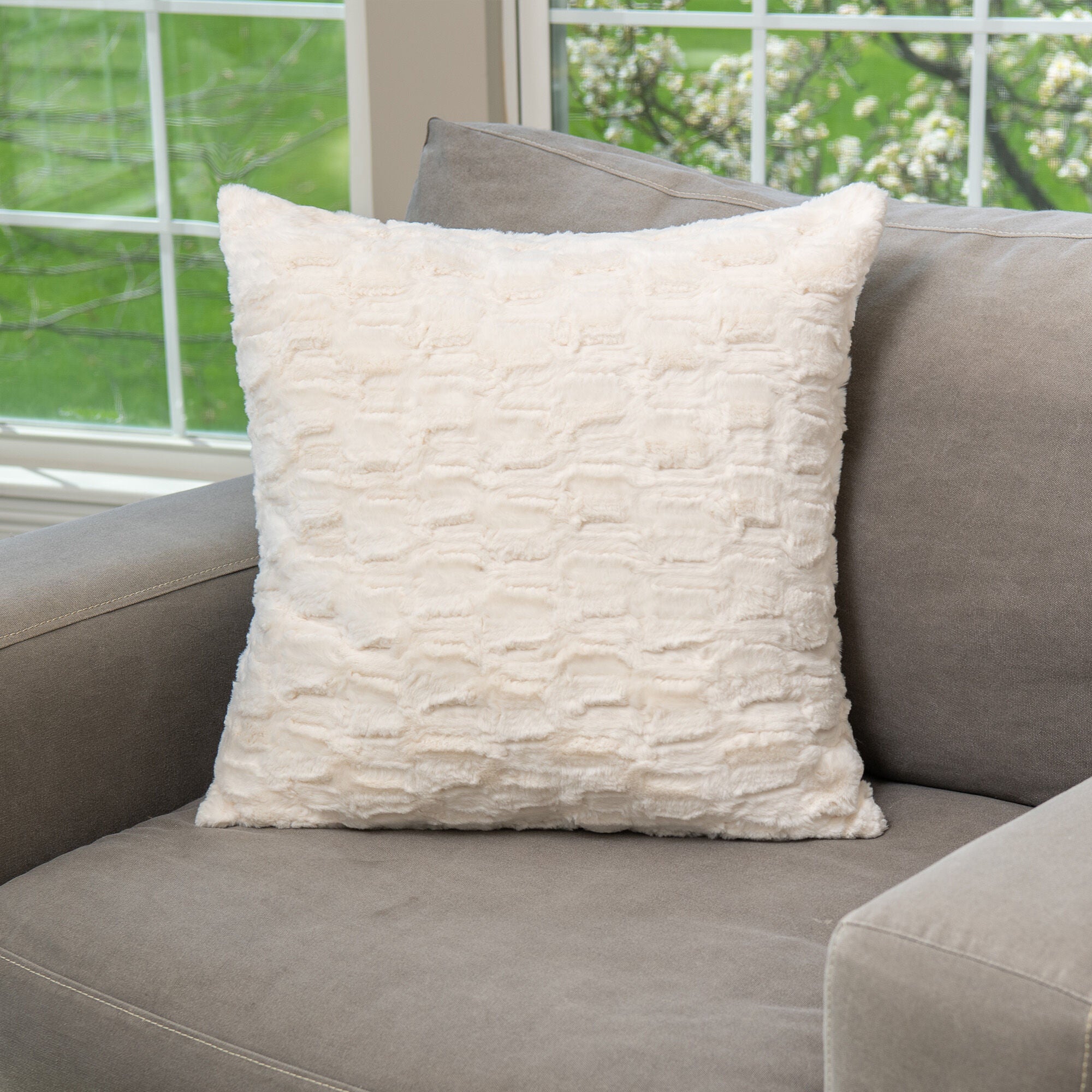 HGTV Art Deco Brushed Faux Fur Pillow Nomadic Desert 22 x 22 inches, MULTI, alternate image number 1