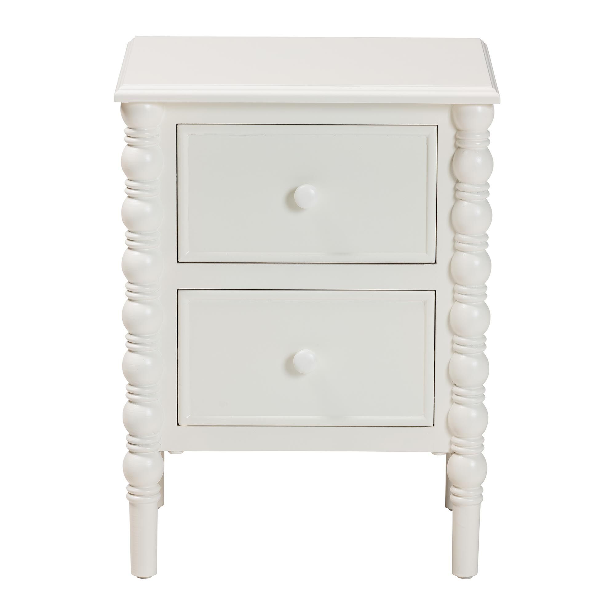 Malinda Classic Black Wood 2-Drawer End Table with Spindle Legs, WHITE, alternate image number 4