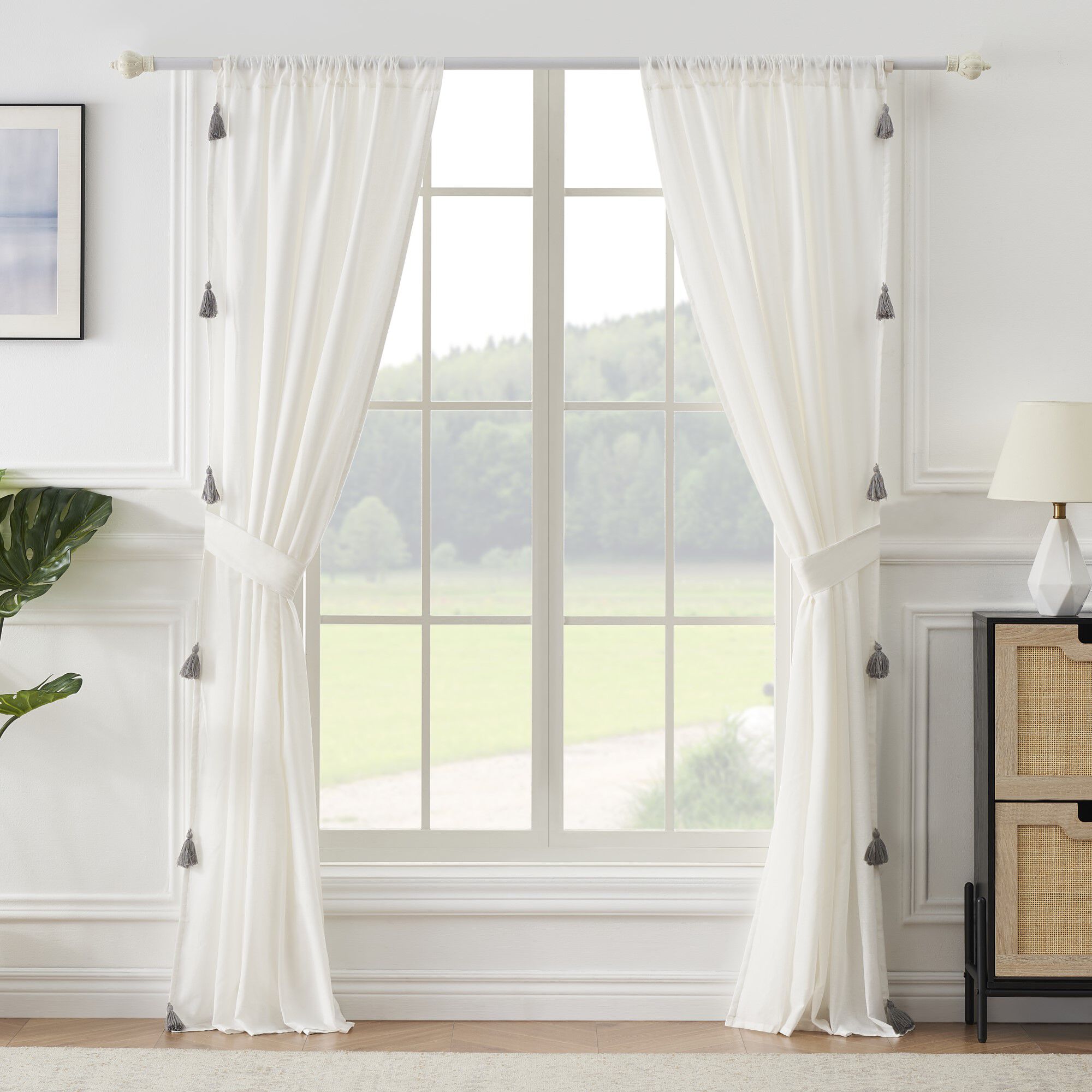 Monterrey Window Curtain Panels, Set of 2, 84 inches, ANTIQUE WHITE, alternate image number 2