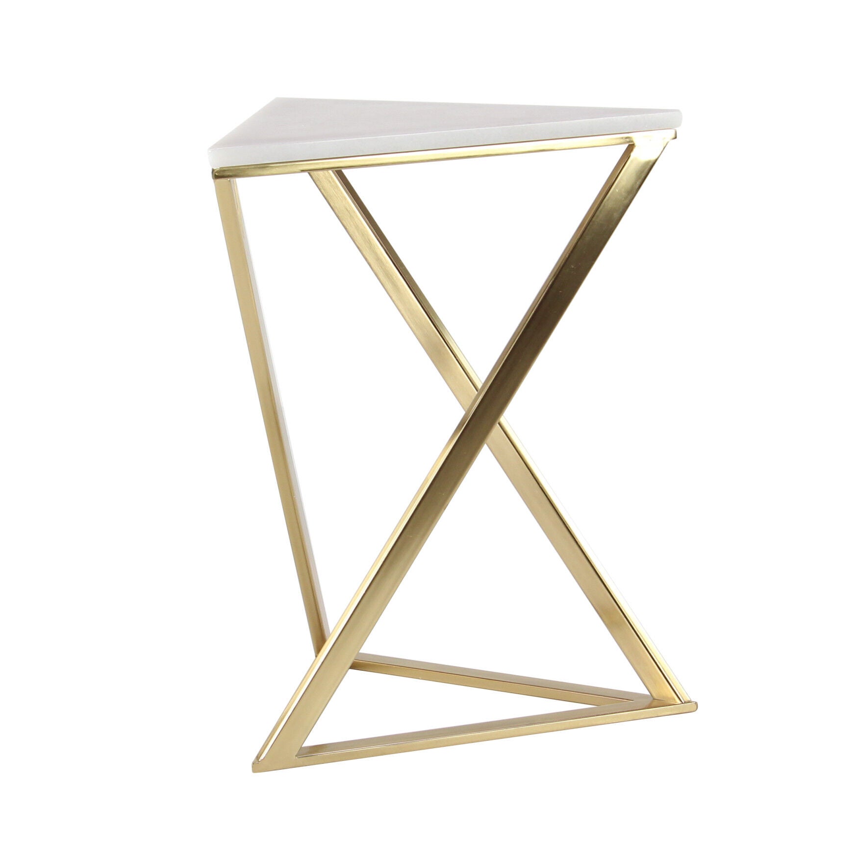 Set of 2 Gold Marble Contemporary Accent Table, 14 inches x 24 inches, , on-hover image number 1
