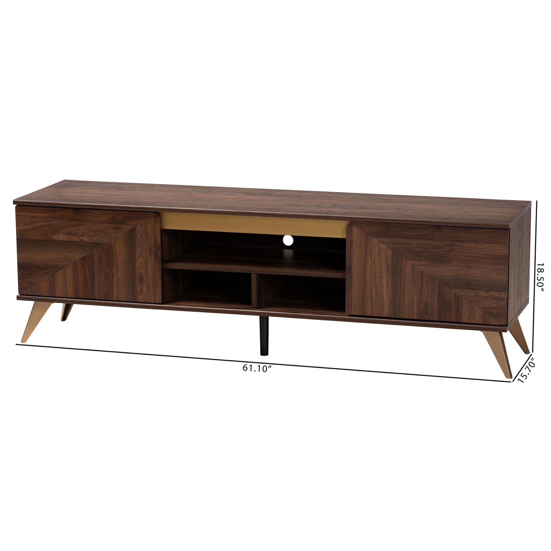 Graceland Mid-Century Modern Transitional Walnut Brown Finished Wood 2-Door TV Stand, , alternate image number 15