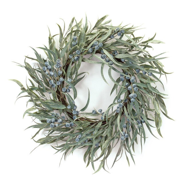 Long Blade Eucalyptus Wreath 26 inchesD, GREEN, hi-res image number 0