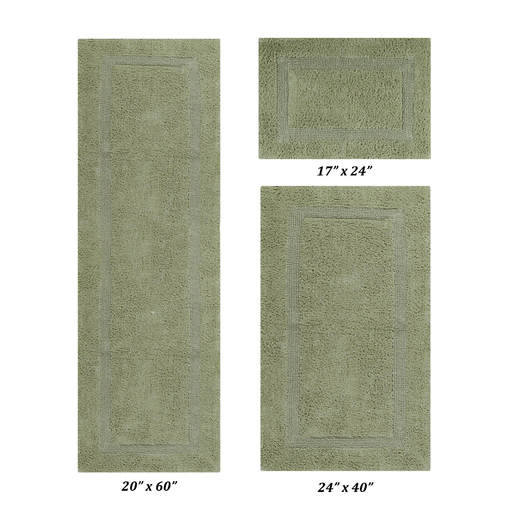 Lux Collectionis Bath Mat Rug 3 Piece Set (20 inches x 20 inches | 21 inches x 34 inches | 20 inches x 60 inches), SAGE, hi-res image number 0