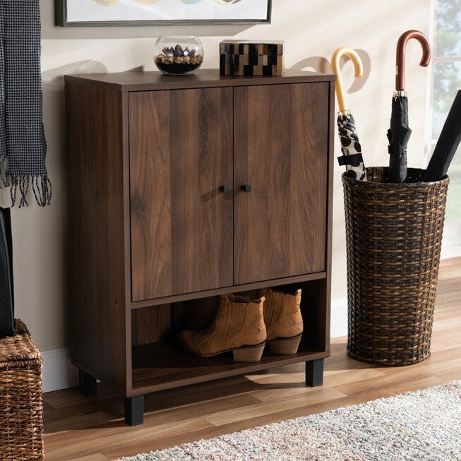 Rossin 2-Door Bottom Shelf Wood Entryway Shoe Storage Cabinet Furniture, , alternate image number null