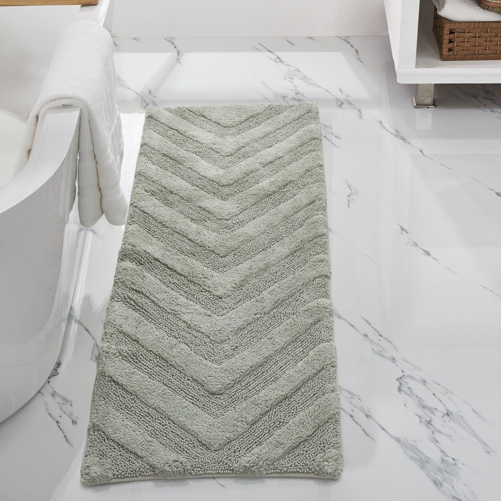 Hugo Collection 100% Cotton 20 inches X 60 inches Runner Bath Rug, SAGE, hi-res image number 0