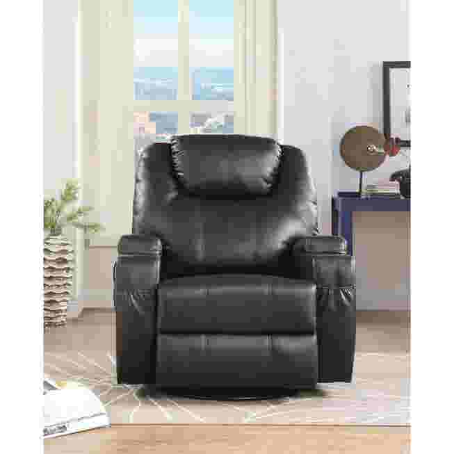 Front view of black rocker recliner