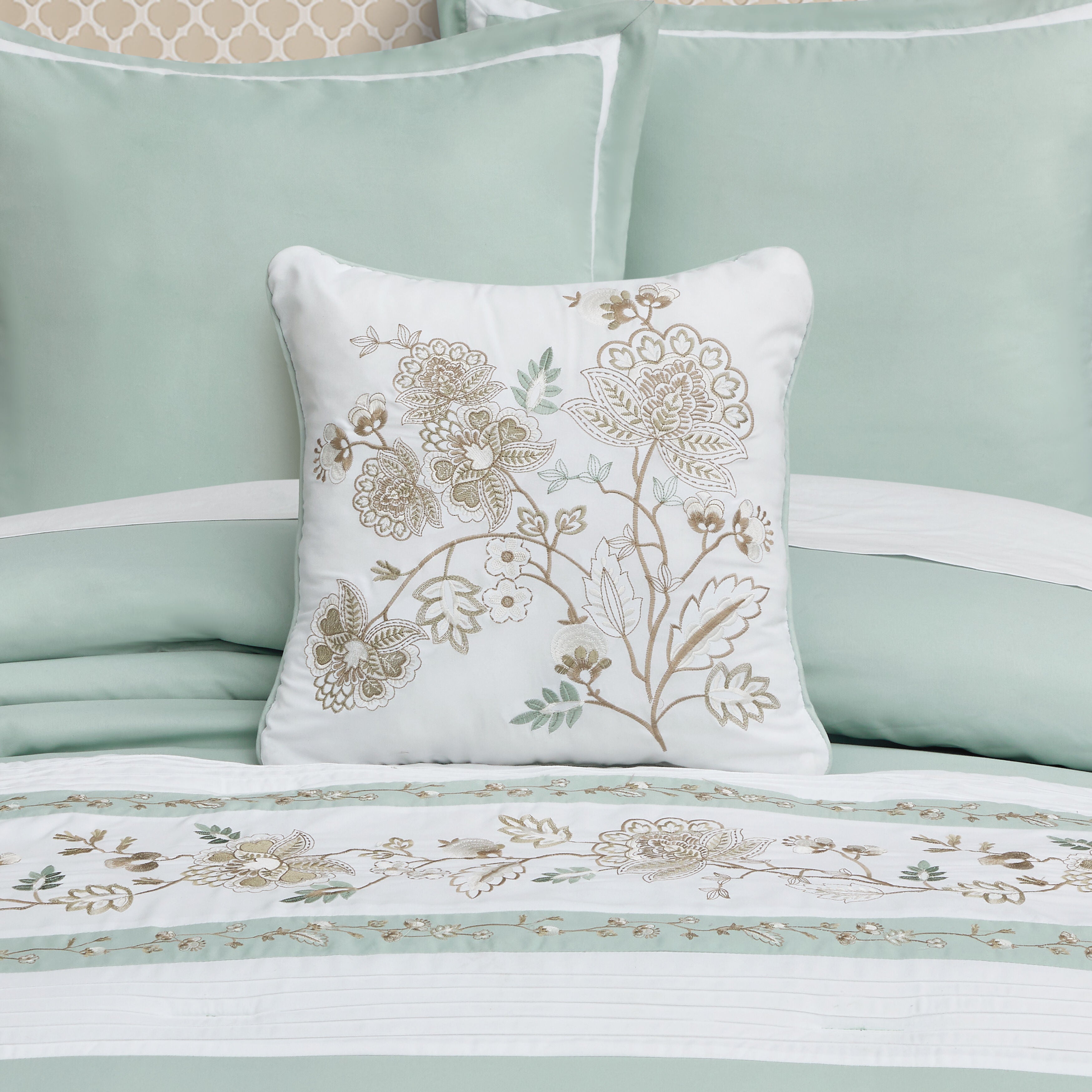 SPRING SOCIAL 16 inches SQUARE EMBELLISHED DECORATIVE THROW PILLOW, SPA, hi-res image number 0