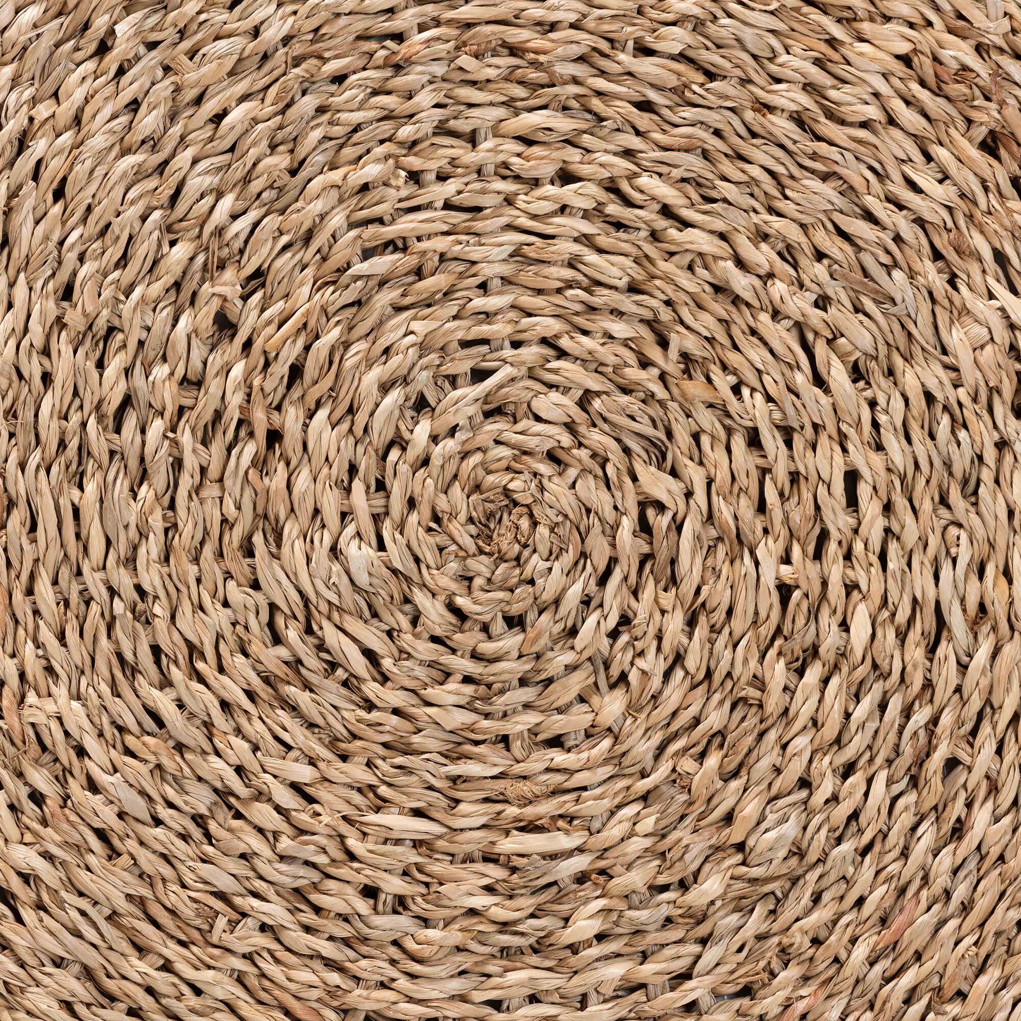 Wickham Modern Bohemian Natural Brown Seagrass Ottoman Footstool, NATURAL BROWN, alternate image number 5