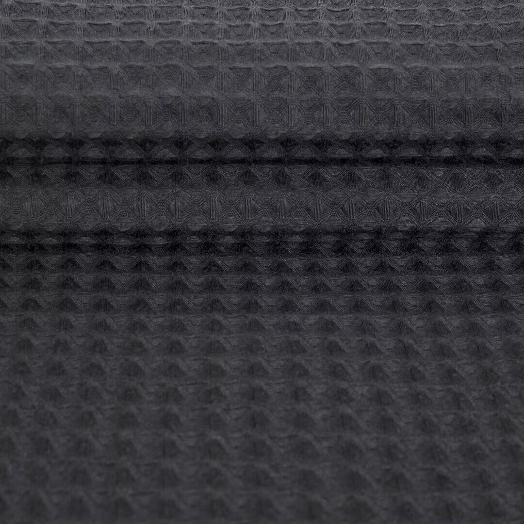 No Hook Cotton Blend Waffle Woven Shower Curtain with Snap-in Liner, BLACK, alternate image number 2