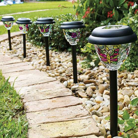 Tiffany Style Solar Stake Lights, Set of 5, MULTI, hi-res image number null