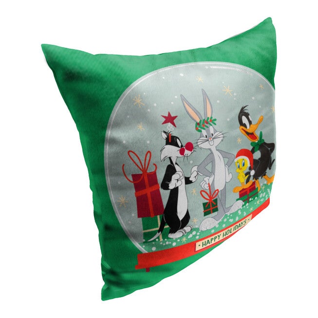 Wb Looney Tunes Silly Snowglobe Printed Throw Pillow, , on-hover image number 1