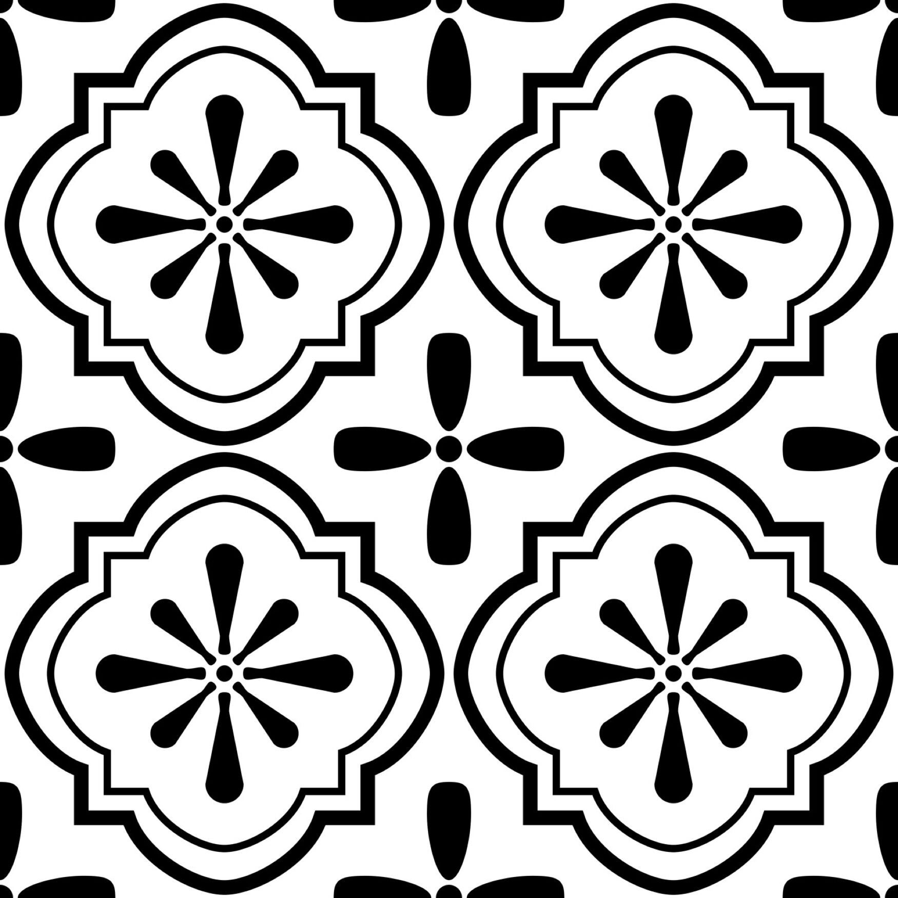 Set of 20 Peel-and-Stick Floor Tiles, COSMOS BLACK WHITE, hi-res image number 0