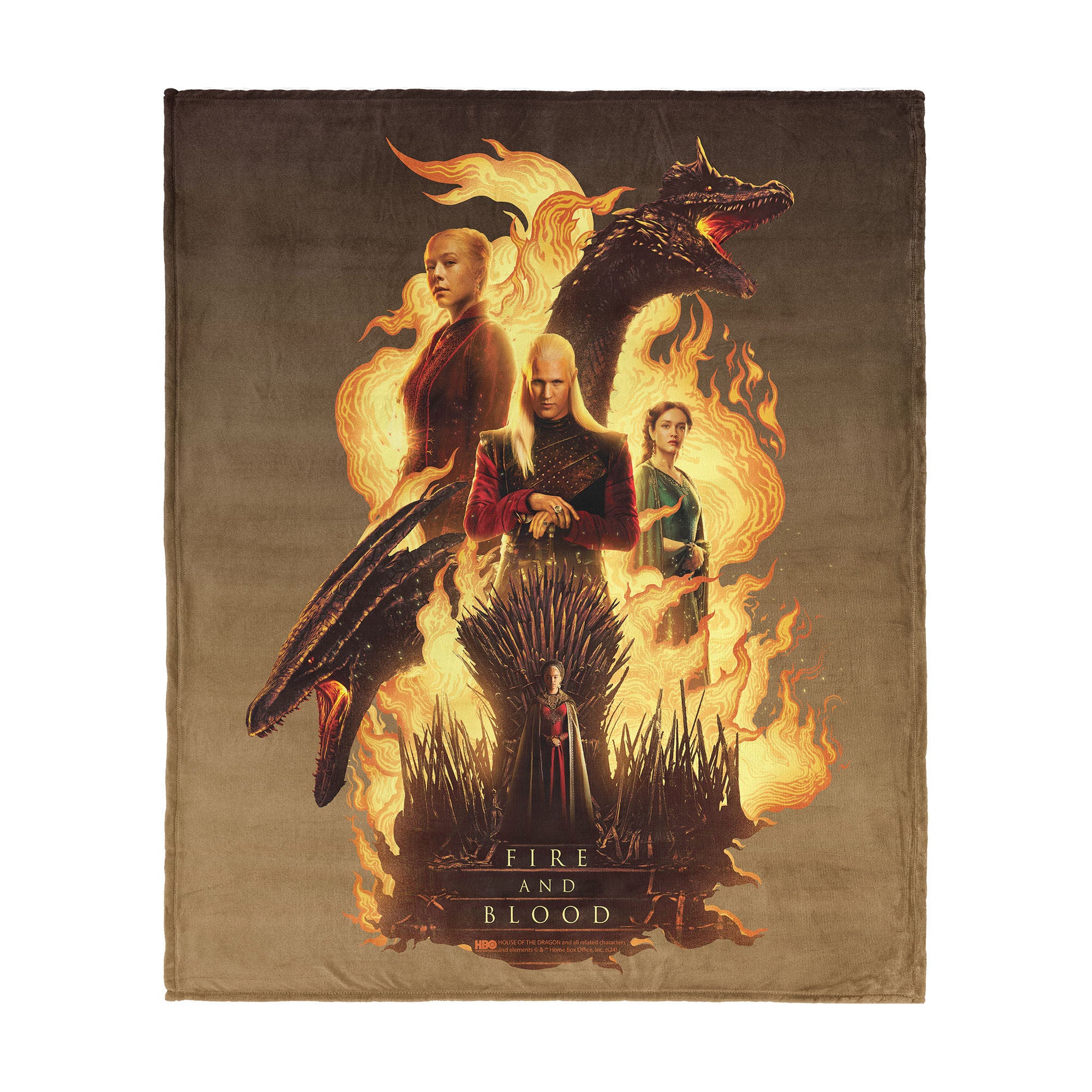 Warner Bros. House of the Dragon Fire and Blood Reigns Silk Touch Throw Blanket 50x60 Inches, YELLOW, hi-res image number 0