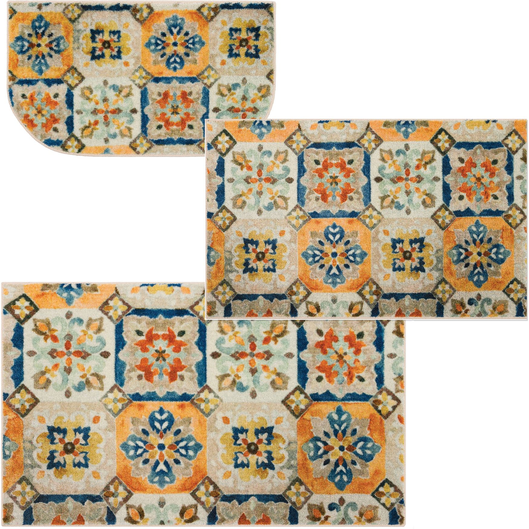 Watercolor Tiles Kitchen Rug, , alternate image number 8