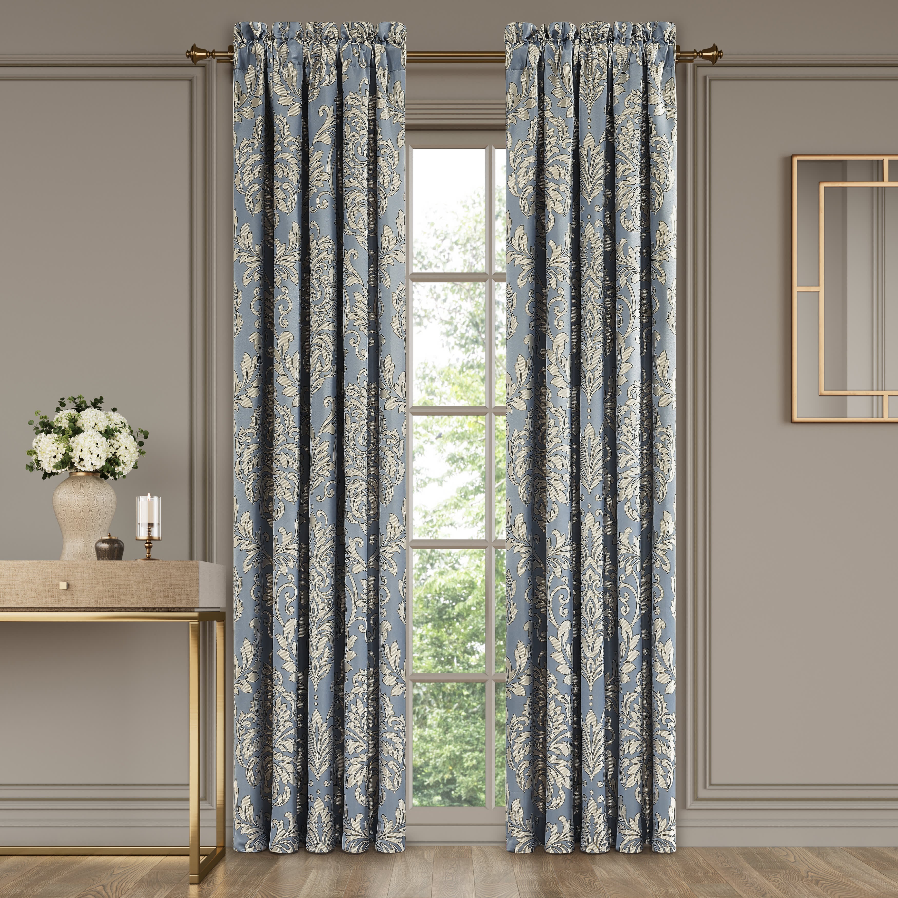 Lorenzo 84 Inch Window Panel Pair, BLUE, alternate image number 1