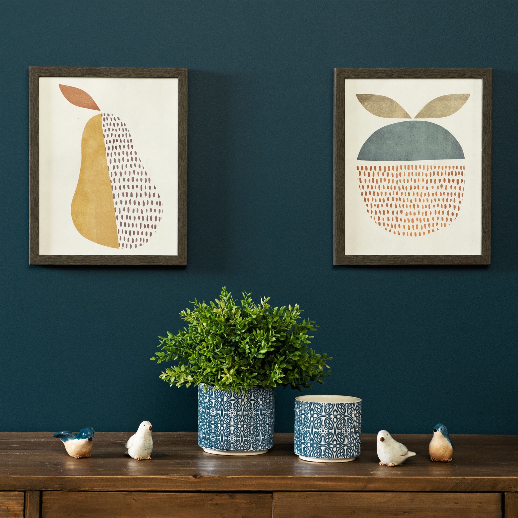 Ornamental Blue and White Ceramic Pot (Set of 2), BLUE/WHITE, alternate image number 2