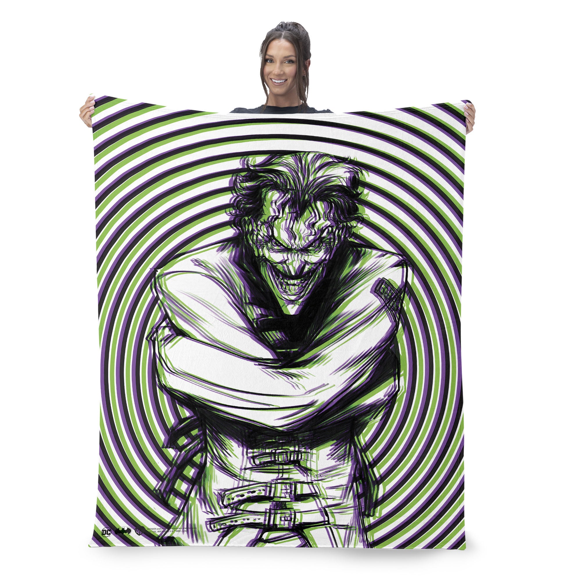 Warner Bros. DC Laughing Man Silk Touch Sherpa Throw Blanket 50x60 Inches, LAUGHING MAN, on-hover image number 1