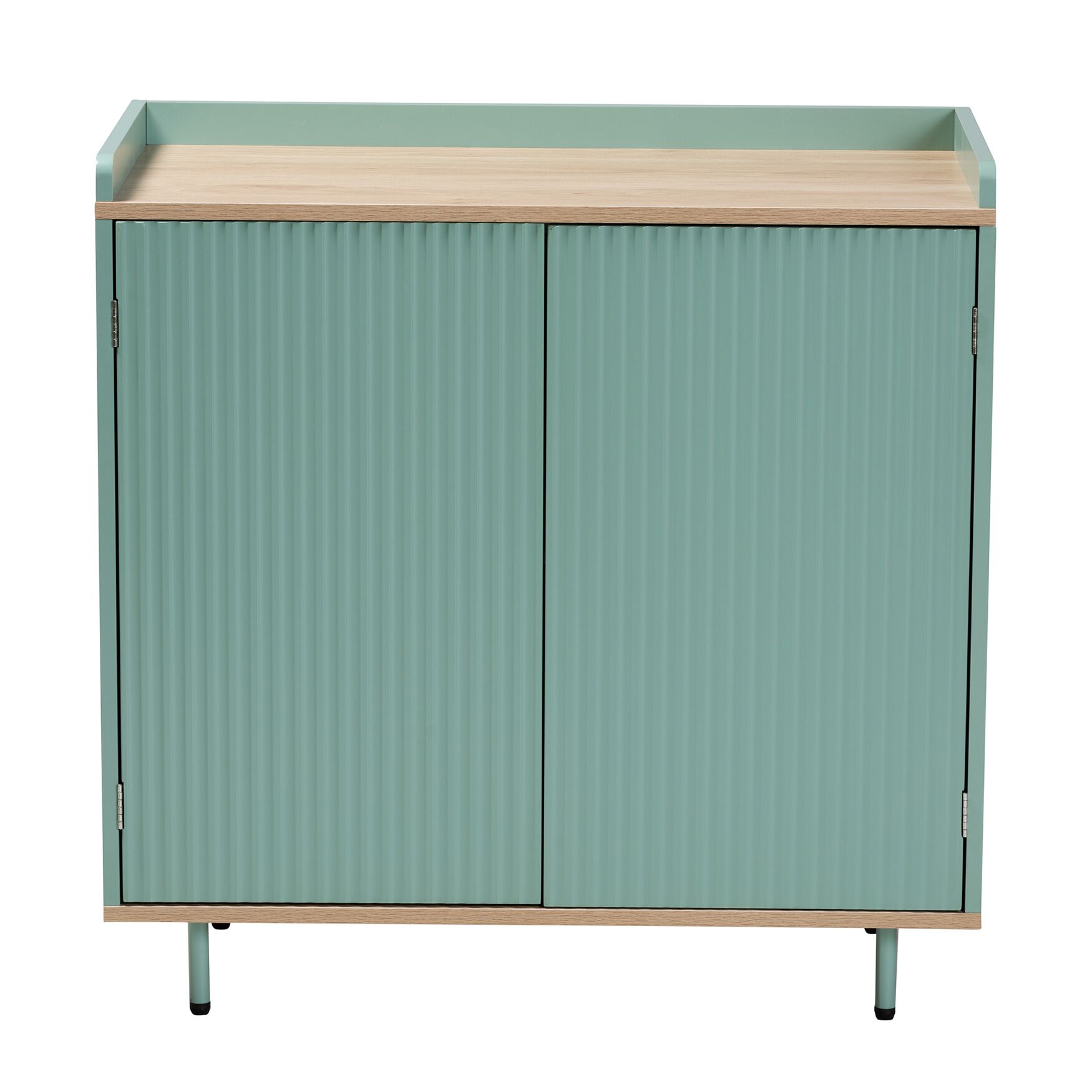 Tavita Mid-Century Modern Two-Tone Mint Green And Oak Brown Finished Wood 2-Door Sideboard Buffet, , alternate image number 2