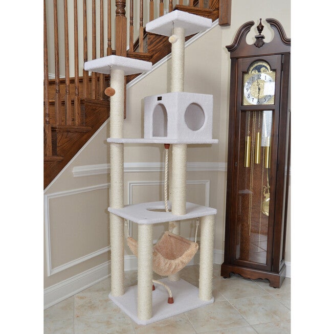 Classic 73 inches Real Wood Cat Tree Four Levels With Swing, Hammock, Condo, Perch, , alternate image number 2