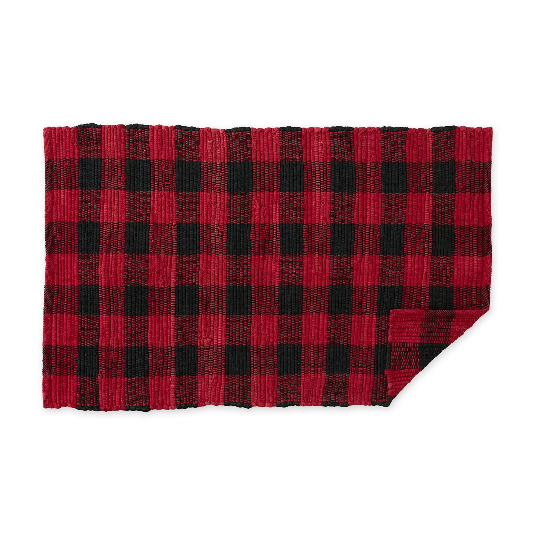 Red & Black Buffalo Check Rag Rug 26X40, , on-hover image number 1