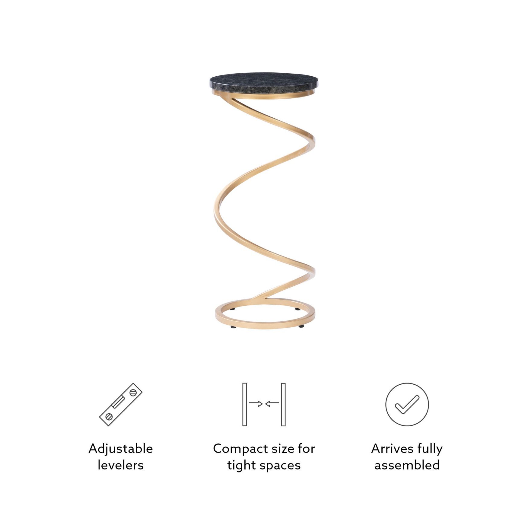 Gigi Spiral Black Granite Drink Table Accent Tables (Including End Tables), , alternate image number 7