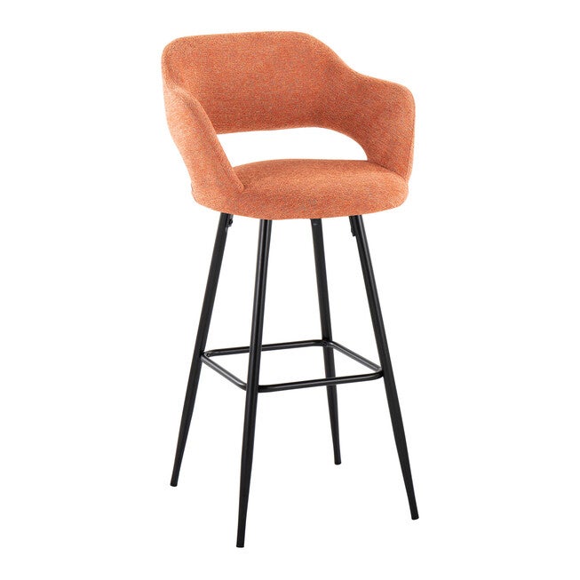 Margarite 30 inches Fixed-Height Barstool - Set Of 2, BLACK ORANGE, hi-res image number null