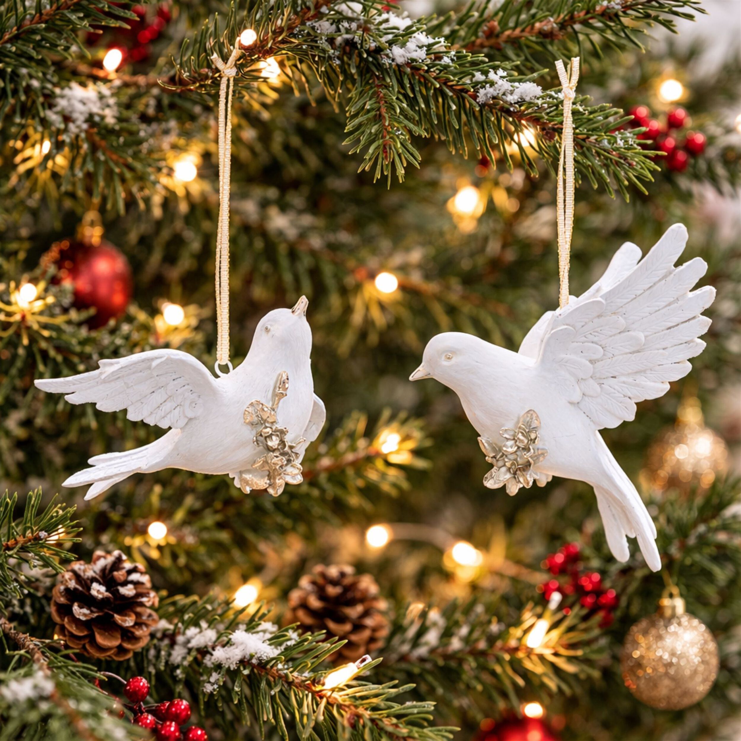 Dove Ornament  (Set of 4), WHITE, alternate image number 1