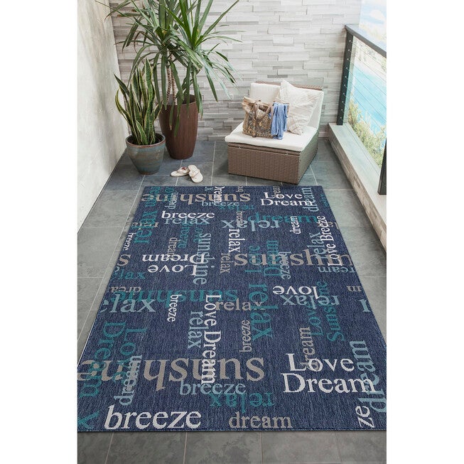 Liora Manne Riviera Happy Words Indoor/Outdoor Rug, , alternate image number null